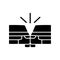 Sideswipe car accident black glyph icon