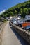 The sidewalk along the river and parking in Lynmouth