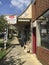 Sidewalk area of Businesses in a Small Town