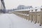 Sidewalk full of snow in front of Palace of Parliament 