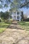 Sidewalk leading to Rosalie mansion in historic Southern Natchez, MS