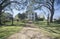 Sidewalk leading to Rosalie mansion in historic Southern Natchez, MS