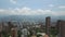 Sideway drone aerial view of MedellÃ­n City in Colombia