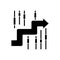 Sideways - finance analysis icon, vector illustration, black sign on isolated background