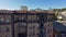 A sideways shot of red brick apartment building in Hollywood