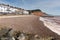 Sidmouth beach seafront and hotels Devon England UK with a view along the Jurassic Coast