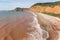 Sidmouth coast and beach Devon England UK on the west side of this popular tourist town