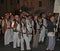 SIDMOUTH, DEVON, ENGLAND - AUGUST 10TH 2012: A group of men dressed as pirates take part in the night time closing procession of