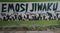 sidoarjo Indonesia July 13, 2023 photo of a wall mural of a group of football supporters on a toll road wall in Sidoarjo