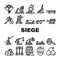 Siege Engine Catapult Collection Icons Set Vector