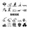 Siege Engine Catapult Collection Icons Set Vector