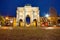 The Siegestor (Victory Gate) at night in Munich