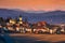 Sielnica village with Low Tatras mountains on horizont during winter sunset