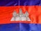 Siem Reap, Cambodia, December 31, 2019: Angkor Wat temple flag