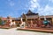 Siem Reap, Cambodia - February 2, 2017: Statues of horses in buddhist temple Preah Prom Rath