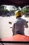 SIEMREAP - JUNE 10, 2015: An unidentified tuktuk driver entering