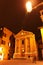 Siena, 10 may 2018 - Night view of Siena`s Saint Christopher church facade