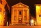 Siena, 10 may 2018 - Night view of Siena`s Saint Christopher church facade