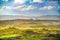 Siena city skyline, countryside and rolling hills. Tuscany, Ital