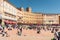 Siena, Italy, 17 April 2022:  View of the buildings of Piazza del Campo Square
