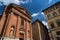 SIENA, ITALY â€“ MAY 25, 2017: Beautiful spring cityscape. Church of Saint Christopher San Cristoforo