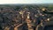 Siena, Tuscany, aerial view of the medieval town at sunset