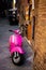 Siena,tuscany/Italy 23 february 2019 :pink motorbike in streets