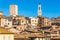 Siena view of rooftops of centre town.