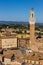 Sienna, Italy - 27.08.2017:Piazza del Campo with the Pubblico palace and Mangia tower