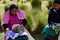 Sierra Chincua, Michoacan, Mexico, January 14: Indigenous women sew clothes