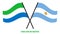 Sierra Leone and Argentina Flags Crossed And Waving Flat Style. Official Proportion. Correct Colors