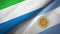 Sierra Leone and Argentina two flags textile cloth, fabric texture