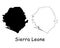 Sierra Leone Country Map. Black silhouette and outline isolated on white background. EPS Vector