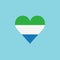 Sierra Leone flag icon in a heart shape in flat design