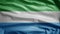 Sierra Leone flag waving in the wind. Close up Salone banner blowing soft silk