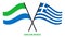 Sierra Leone and Greece Flags Crossed And Waving Flat Style. Official Proportion. Correct Colors