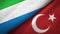 Sierra Leone and Turkey two flags textile cloth, fabric texture