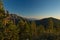 Sierra Nevada Mountain Range landscape at sunset.