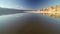 Sierra Nevada Mountains and Inyo Mountains Reflections on Owens Lake California Sunset Aerial Shot