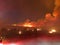 Sierra Vista, Arizona - July 14,2019 Wildland Fire near U.S. Army Fort Huachuca Night Burning Operations From Fire Engine