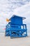 Siesta Key Beach, Florida USA, blue colorful lifeguard house