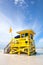 Siesta Key Beach, Florida USA, yellow colorful lifeguard house