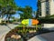 Siesta Key welcome sign with beach