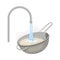 Sieving and Washing Rice with Tap Water in Strainer Vector Illustration