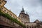 Sighisoara Clock Tower Turnul cu Ceas during a cloudy fall afternoon. It is the main entrance of Sighisoara castle, in Romania