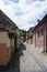 Sighisoara, Romania - May 28, 2023: Beautiful streeta of UNESCO World Heritage town of Sighisoara
