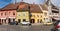 Sighisoara street view with colorful preserved houses