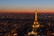 Sight of Paris at sunset