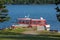 Sight seeing birdwatching tour boat docked, Englishtown, Cabot Trail, Cape Breton, Nova Scotia, Canada.