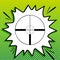 Sight sign illustration. Black Icon on white popart Splash at green background with white spots. Illustration